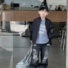 The new spring style of Korean children's clothing for small and medium-sized kids and boys, black round-neck zipper large pocket flight suit jacket, is trendy Application Scenario
